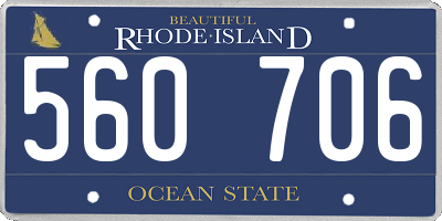 RI license plate 560706