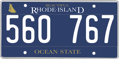 RI license plate 560767