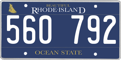 RI license plate 560792