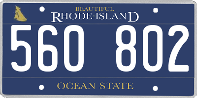 RI license plate 560802