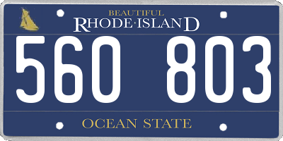 RI license plate 560803