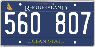 RI license plate 560807