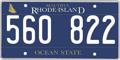 RI license plate 560822