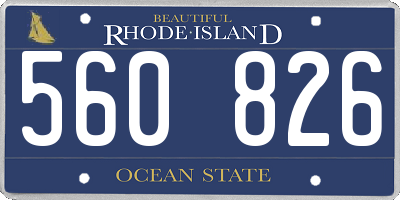 RI license plate 560826