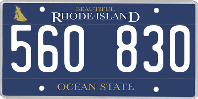 RI license plate 560830