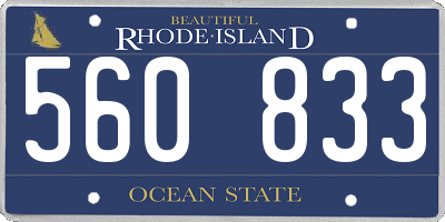 RI license plate 560833