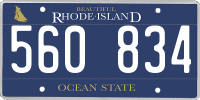 RI license plate 560834