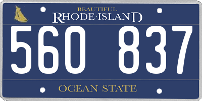 RI license plate 560837
