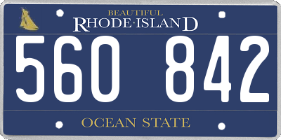 RI license plate 560842