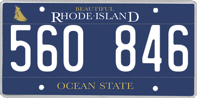 RI license plate 560846