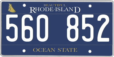 RI license plate 560852