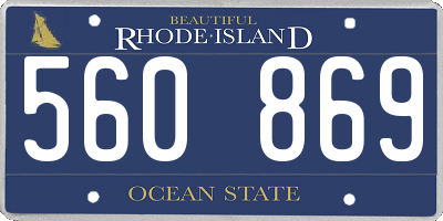 RI license plate 560869