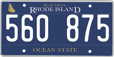 RI license plate 560875