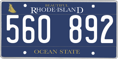 RI license plate 560892