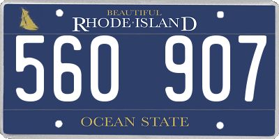 RI license plate 560907