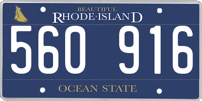 RI license plate 560916