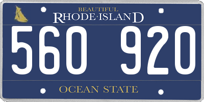 RI license plate 560920
