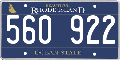 RI license plate 560922