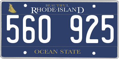 RI license plate 560925
