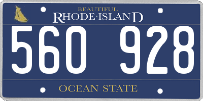 RI license plate 560928