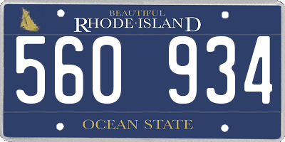 RI license plate 560934
