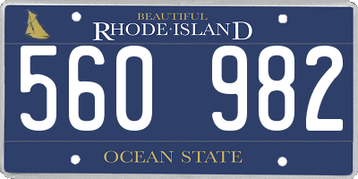 RI license plate 560982