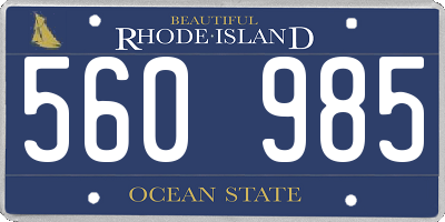 RI license plate 560985