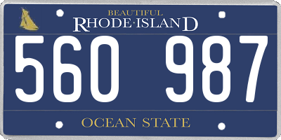 RI license plate 560987