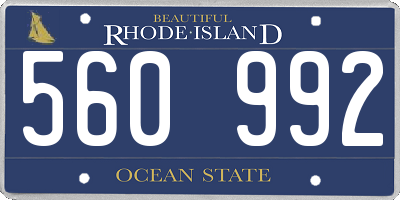 RI license plate 560992