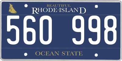 RI license plate 560998