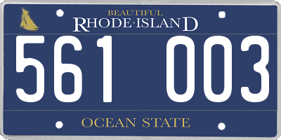 RI license plate 561003
