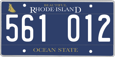 RI license plate 561012