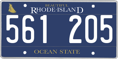 RI license plate 561205