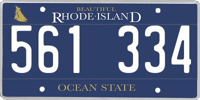 RI license plate 561334