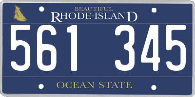 RI license plate 561345