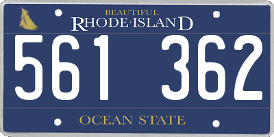 RI license plate 561362