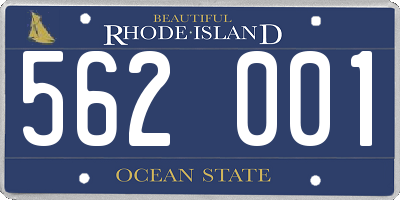 RI license plate 562001