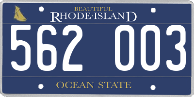 RI license plate 562003