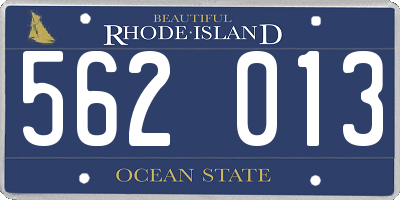 RI license plate 562013