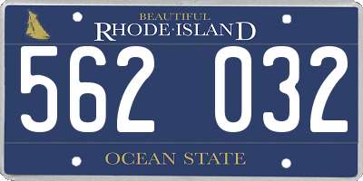 RI license plate 562032