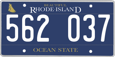RI license plate 562037