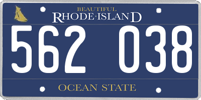RI license plate 562038