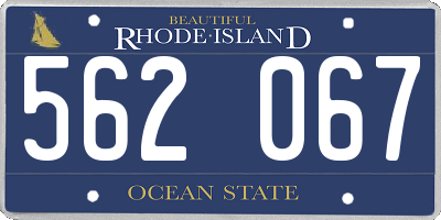 RI license plate 562067