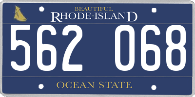 RI license plate 562068