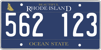 RI license plate 562123
