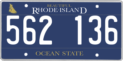 RI license plate 562136