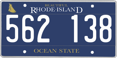 RI license plate 562138