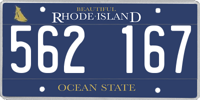 RI license plate 562167