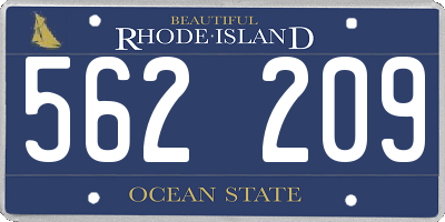 RI license plate 562209