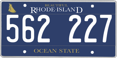 RI license plate 562227